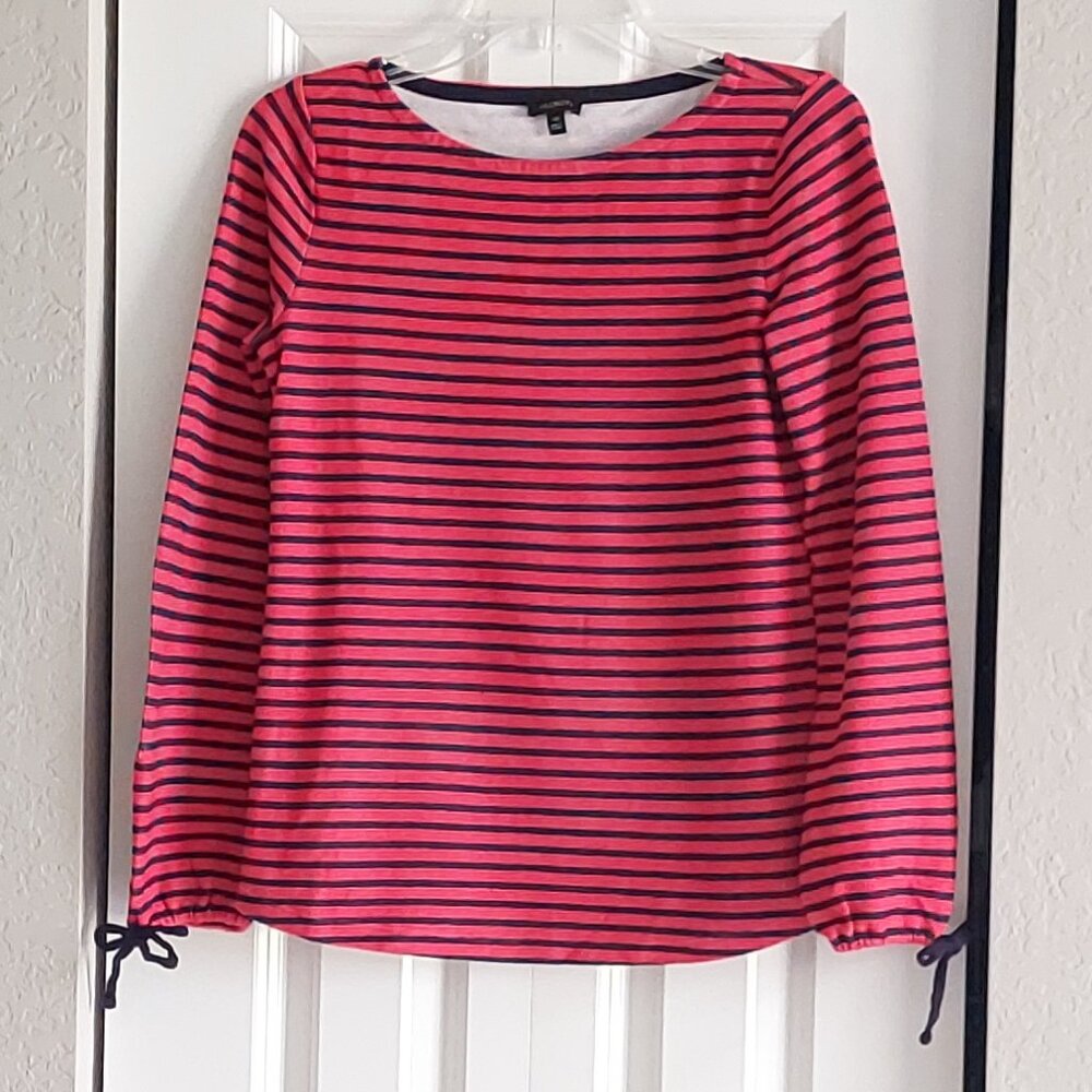 Talbots Red & Blue Stripe Long Sleeve Sweater Top Women's Size XS